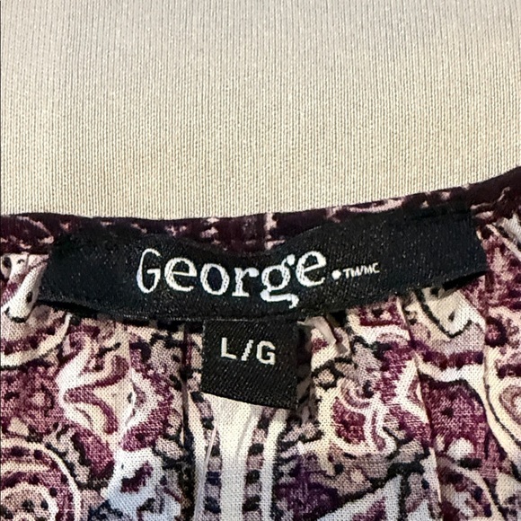 George Blouse Purple Paisley Women's Top Size L - Picture 10 of 11
